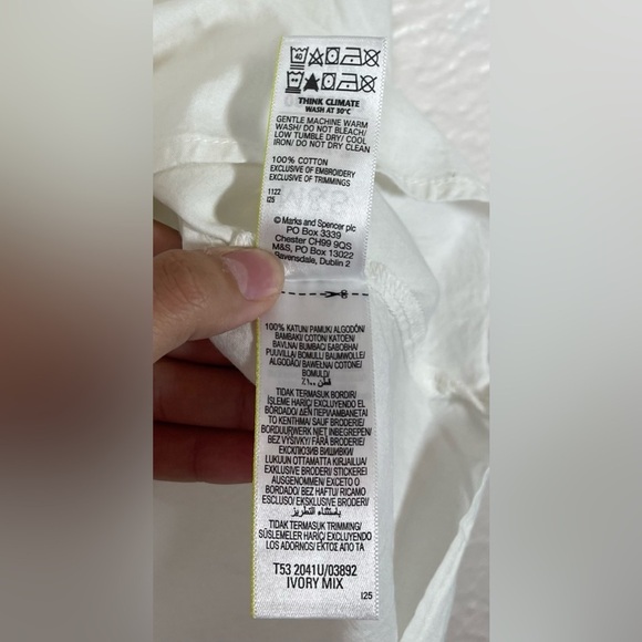 Per Una White Floral Embroidered Short Sleeve V-Neck Blouse Women’s 18 - Picture 9 of 12